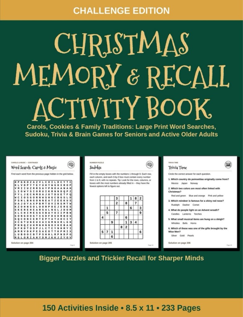 Cover of Christmas Memory & Recall Activity Book, Challenge Edition